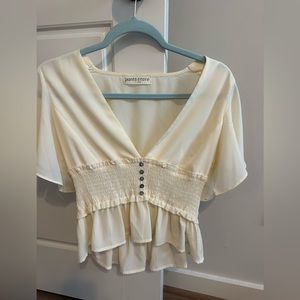 Cream Blouse with button detailing